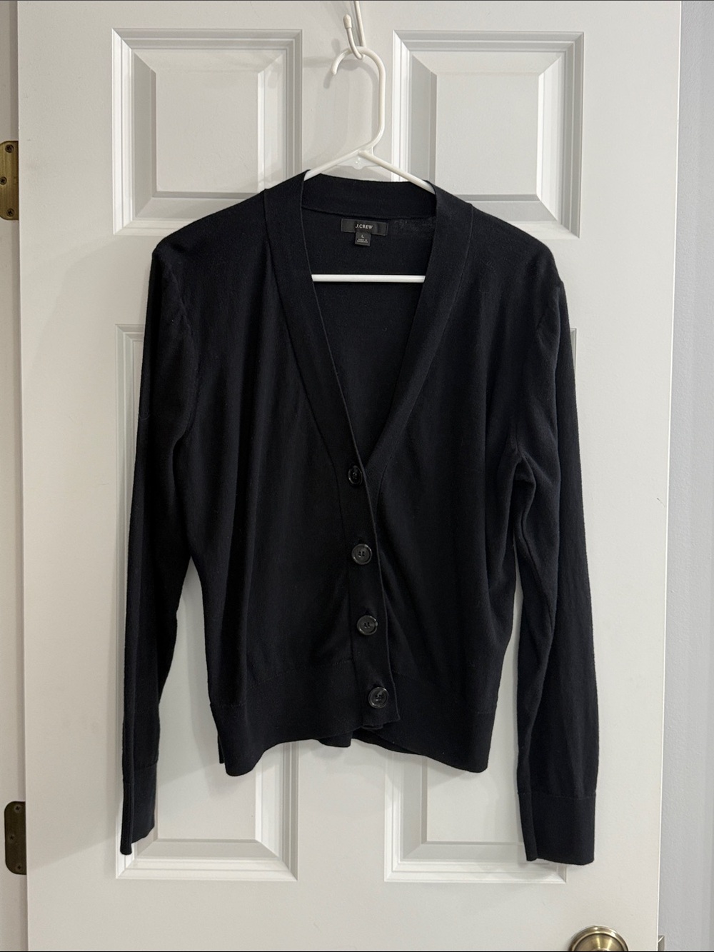 J. Crew Black V-Neck Button Cardigan